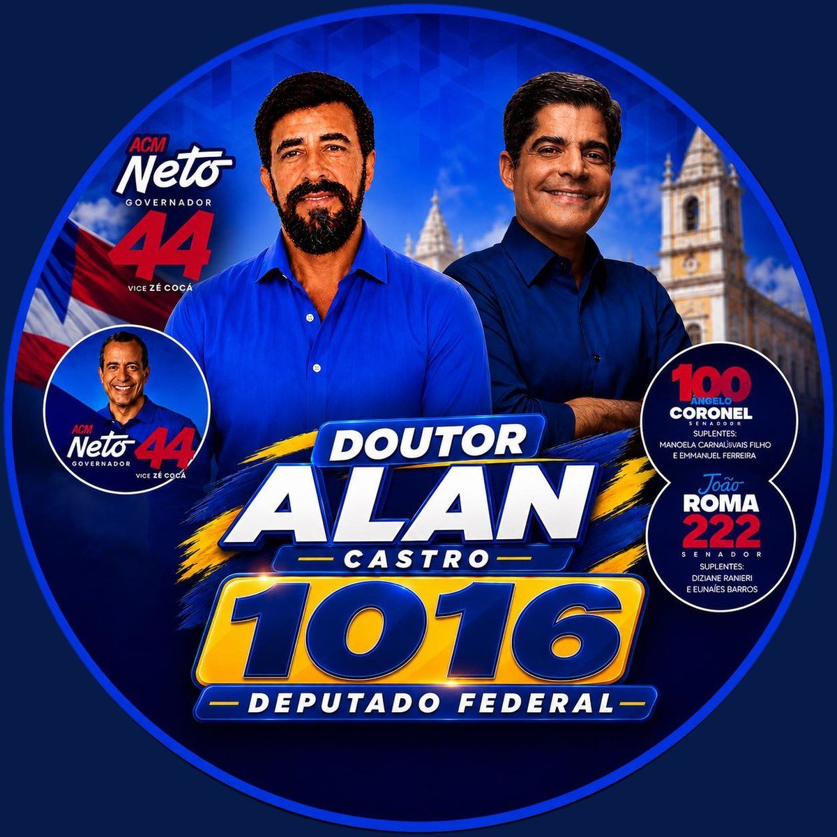 Arte oficial da campanha: Doutor Alan Castro 1016, Deputado Federal